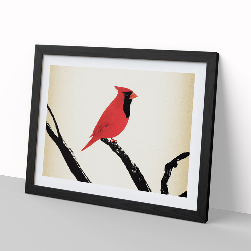 Cardinal Bird Vol.9 - Single Picture Frame Print, 46cm H x 64cm W x 2cm D, Black Framed
