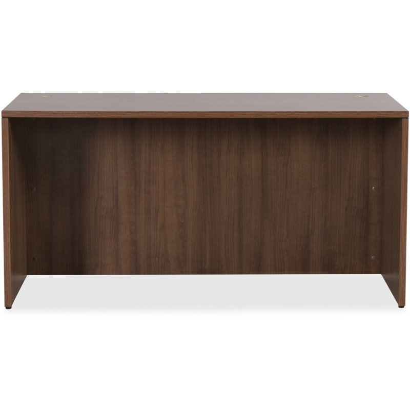 Modern Walnut Laminate Rectangular Office Desk with Privacy Panel