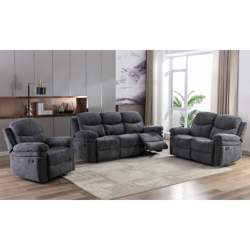 Ensemble 3 pièces Aida gris anthracite CHENILLE