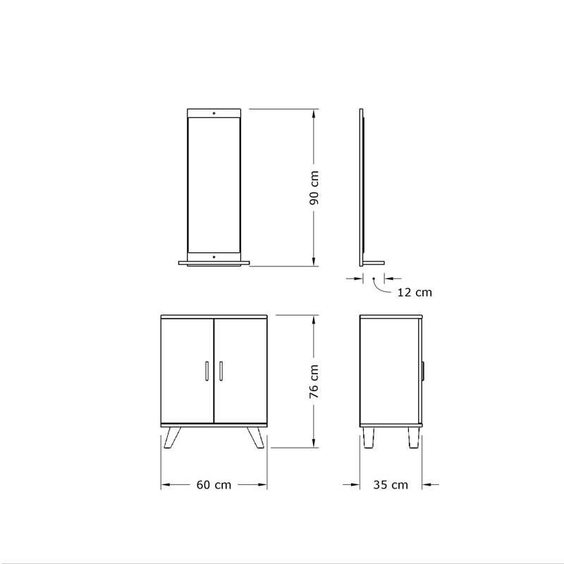 Armoire de rangement pour chaussures 6 paires, Chêne / Blanc