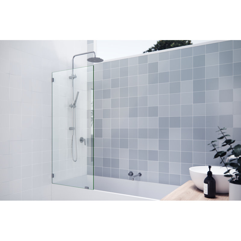 Vela 25.5 in. x 58.25 in. Frameless Single Fixed Bath Panel, Polished Chrome