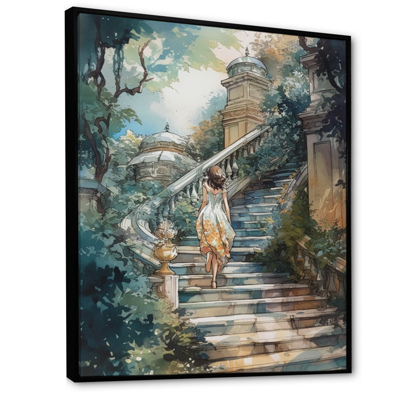 Impression sur toile, "Stunning Girl" par The Stairs III, H 32 po x l 24 po x P 1 po, Cadre flottant noir