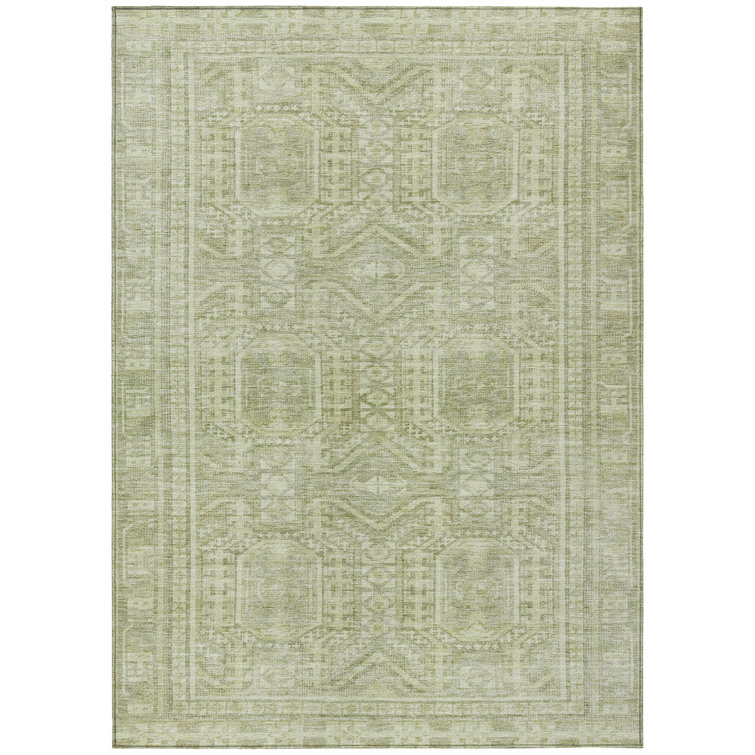 Machine Washable Indoor/Outdoor Xhevrie Sage Rug