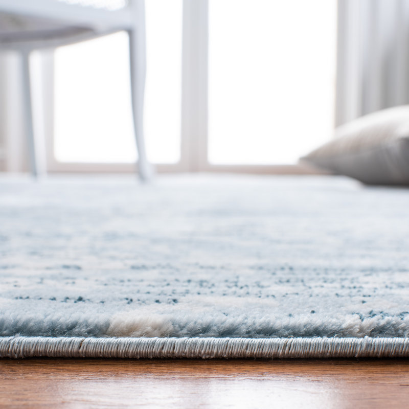 Tapis bleu / ivoire Rizwan Denim, Rectangulaire 3 pi x 5 pi