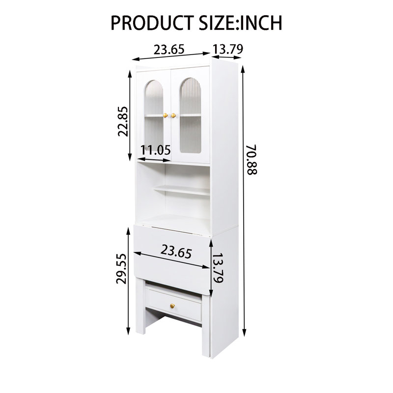 Bureau d'écriture pliable avec bibliothèque, Blanc