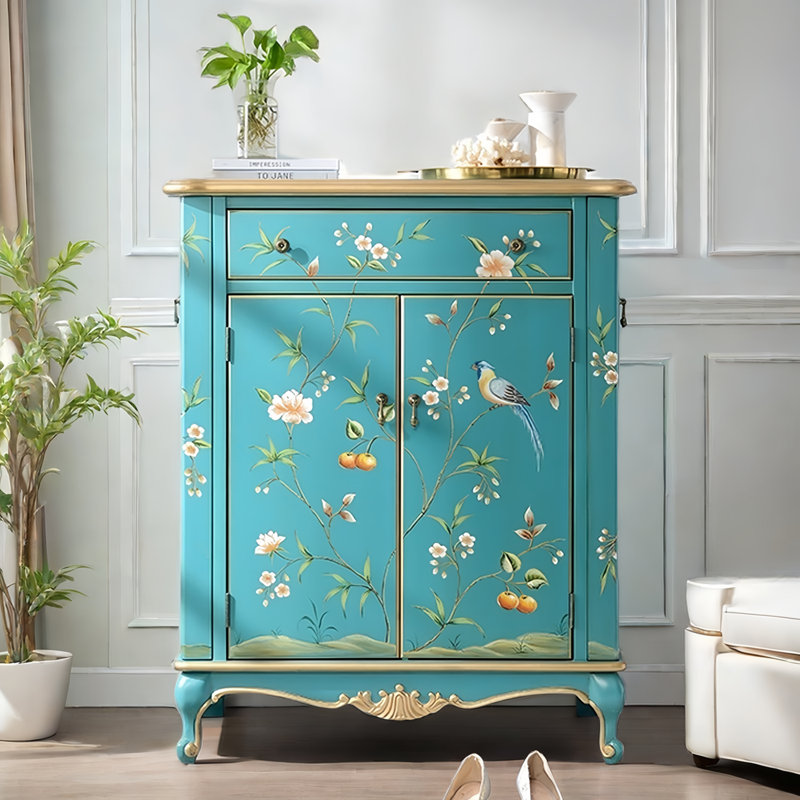 Armoire décorative peinte à la main avec rangement pour chaussures