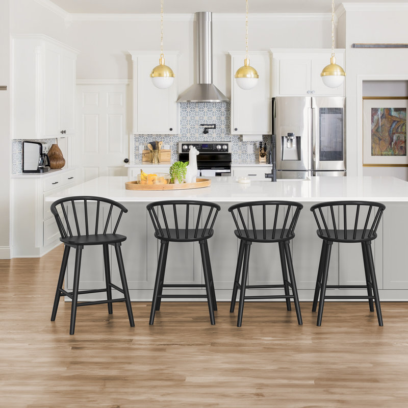 Tabouret Chelssie, Tabouret de comptoir (siège d’une hauteur de 24, Noir, noir, noir, noir, 4