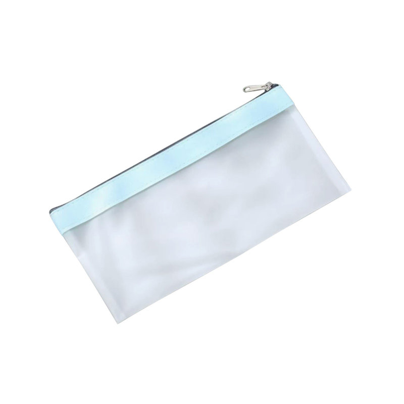 Taille-crayons, trousse de rangement mate zippée pour fournitures de bureau, Bleu