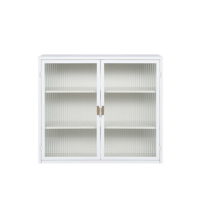Armoire murale moderne 27,56 po à deux portes en verre avec rangement à trois niveaux pour le hall d'entrée, salle de bain, noir