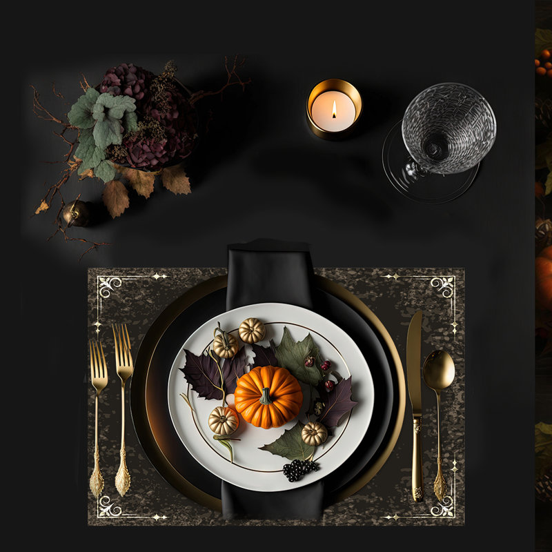 Halloween Placemats, Skull And Crossbones Disposable Cardstock Paper Table Mats For Dining, 8-Pk