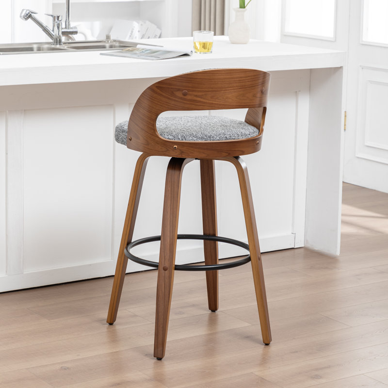 Tabouret de bar et tabouret de bar pivotant en lin Drees, Tabouret de comptoir = siège d'une hauteur de 24,