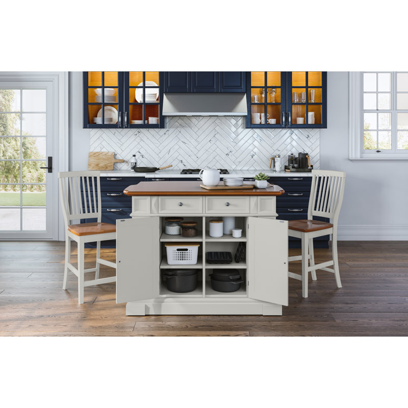 Mattice 49.75'' Wide Kitchen Island Set, Snow White