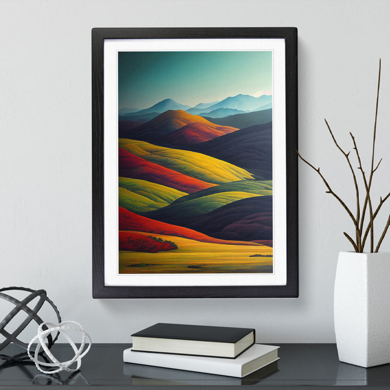 Meadow Hills Landscape - Framed Print, Black, 34cm H x 25cm W x 2cm D