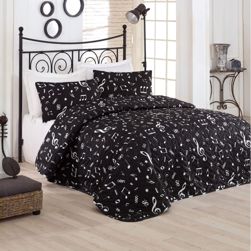 Premium Double Bedspread Set, Grey & White, 78.7 x 86.6 inches | 65% Cotton / 35% Polyester, 270 GSM | Includes 2 Pillowcases (19.7 x 27.6 inches) | Machine Washable, Elegant Button Closure | Soft, Durable, and Stylish Bedding