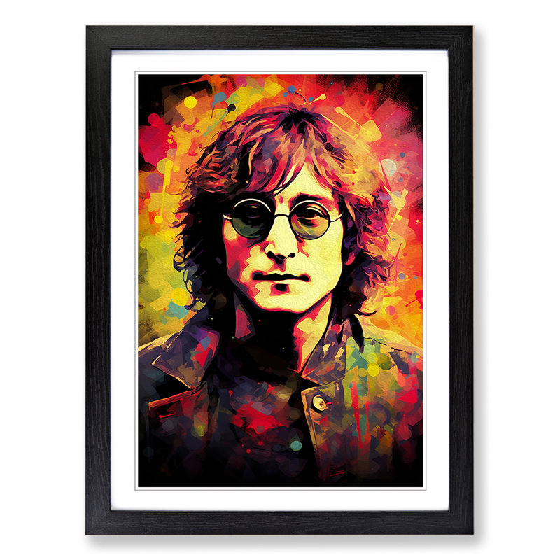 John Lennon Digital - Framed Print, Black Framed, 64cm H x 46cm W x 2cm D