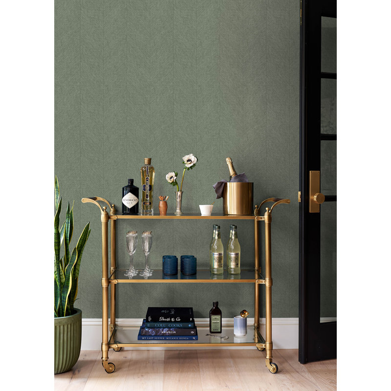 Kallam Indigo Chevron Wallpaper, Green