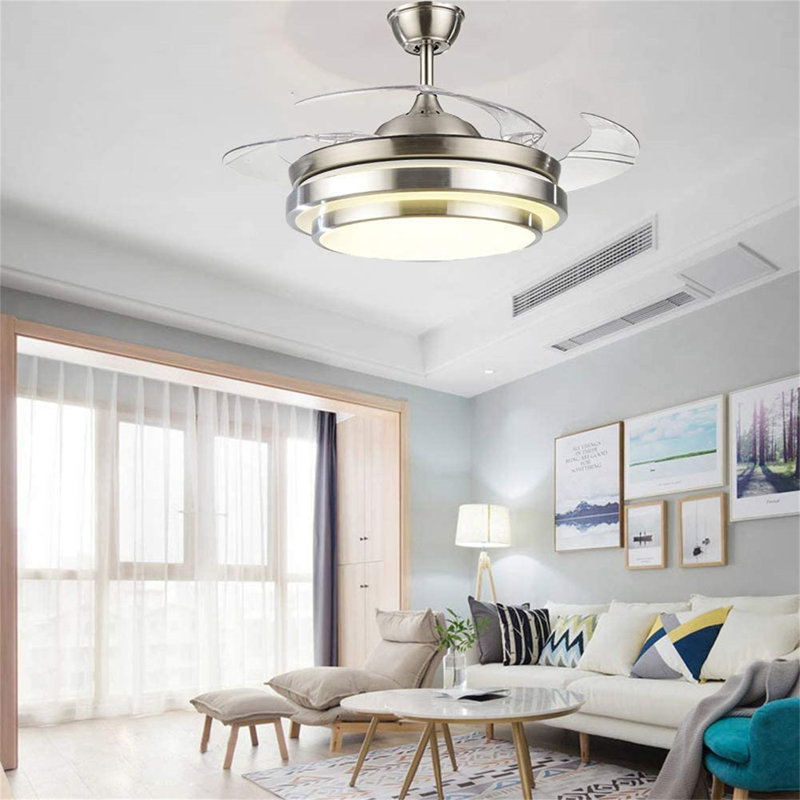 Ventilateur de plafond invisible de 42 pouces à 3 lumières à pales rétractables Ardle