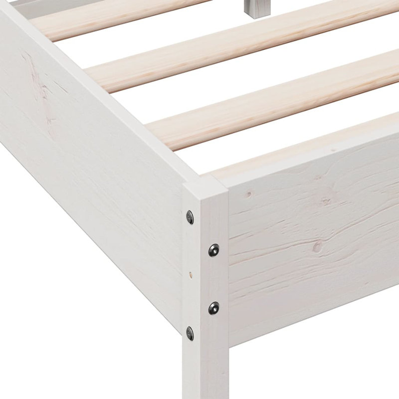 Anthoine Solid Wood Bed, White, European Single (90 x 200cm)