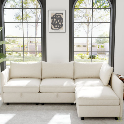 Modular Sectional Sofa, Convertible Sofa Seat With Storage, Sleeper Sectional Sofa Set, Fabric Flexible Modular Combinations For Living Room