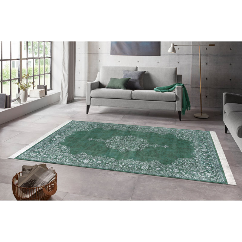 Medallion Green Rug, Rectangle 195cm x 300cm