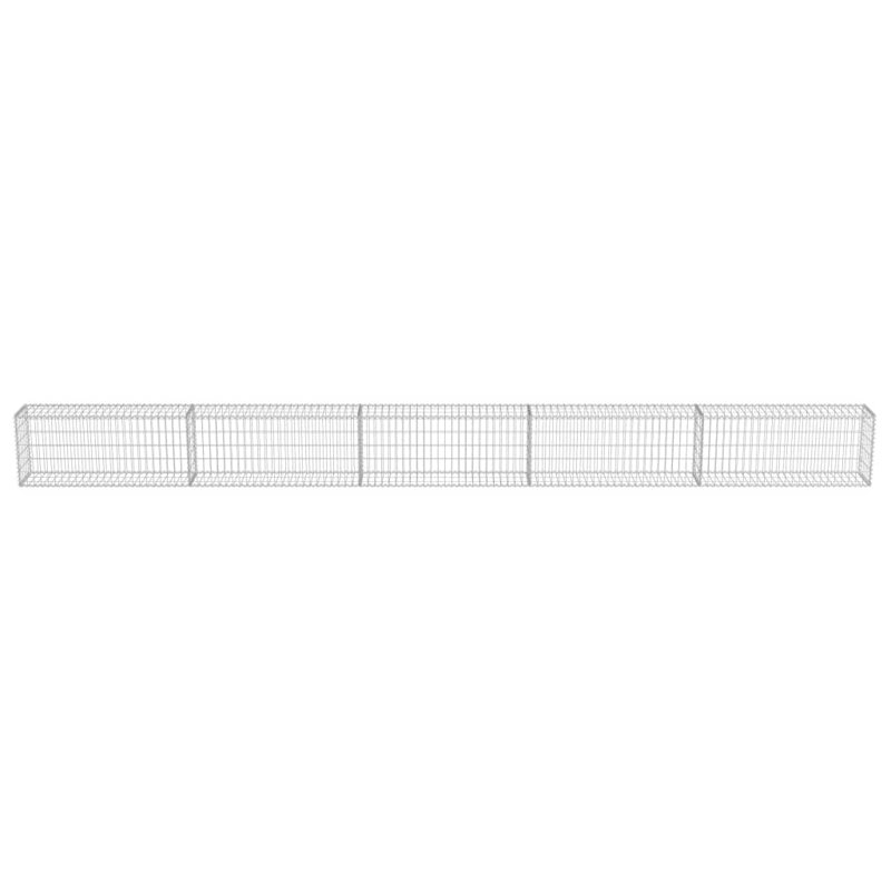 Silver Metal Gabion Wall, 50cm H x 600cm L x 30cm W