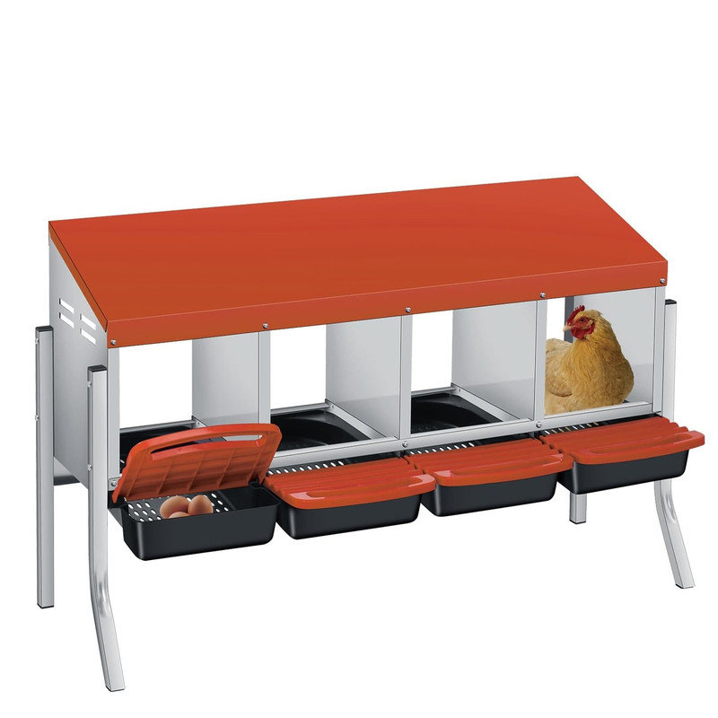 Chicken Nesting Boxes,Weatherproof Galvanized Steel Chicken Egg Laying Box with Handle Perch & Automatic Rollout Egg Collection, Easy Clean & Quick Assemble for Chicken Coop