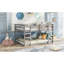 Double lit superposé double, chambre d'amis en bois massif gris doux avec échelle intégrée