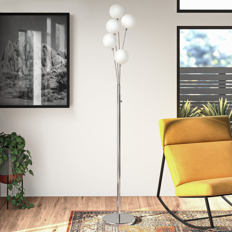 Lampe sur pied à l’arbre 70,5 po Elson, Chrome satiné