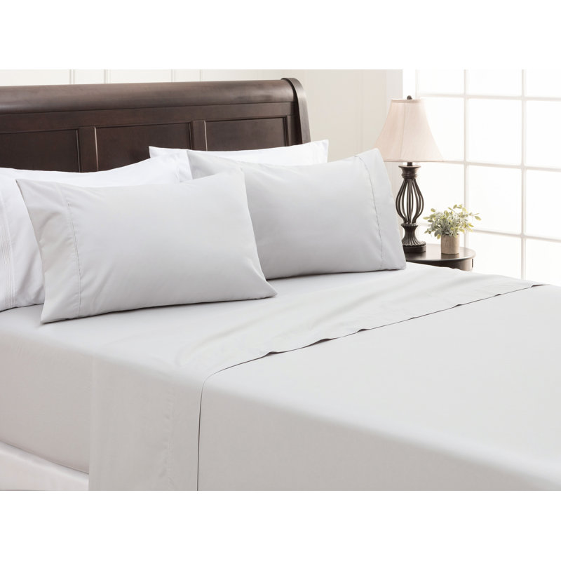 Microfiber Percale Sheet Set, Gray, King Sheet Set with 2 Pillowcases