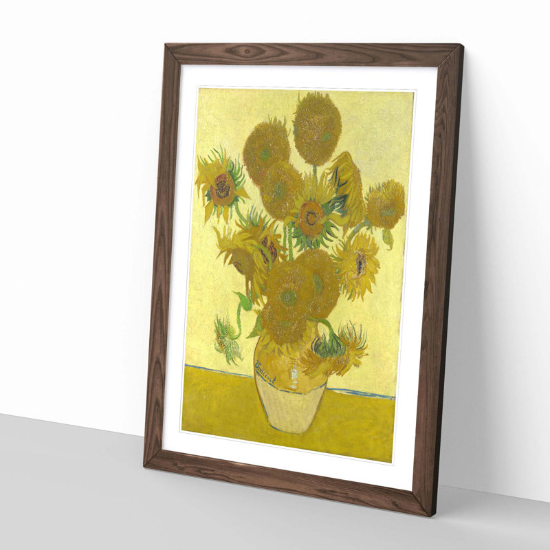 Sunflowers by Vincent Van Gogh - Framed Print, Walnut