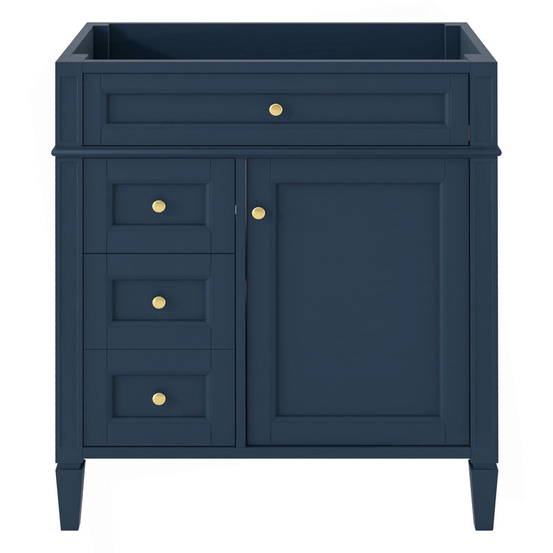 Meuble-lavabo de salle de bain de 30 po sans lavabo supérieur, armoire de rangement moderne avec 2 tiroirs et un tiroir rabattable (BASSIN INCLUS)