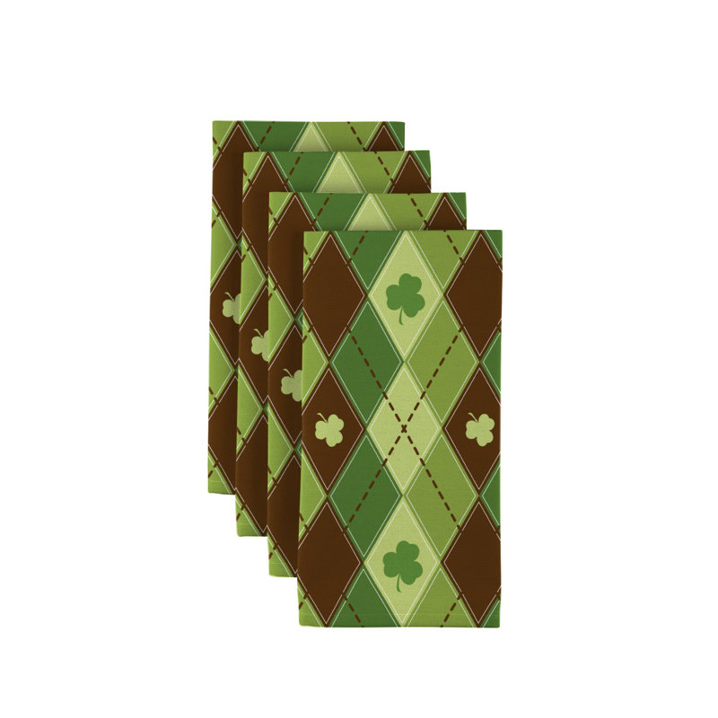Polyester Geometric Square Napkin, Green