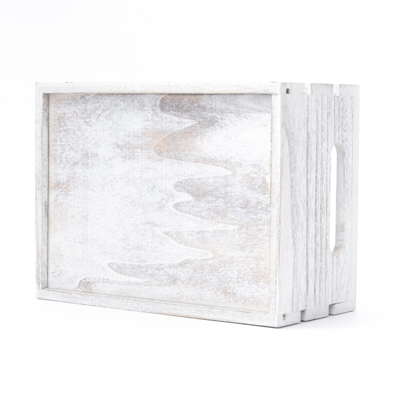 Ensemble de caisses en bois massif, H 5,50 po x l 12 po x P 8 po, Blanc délavé rustique