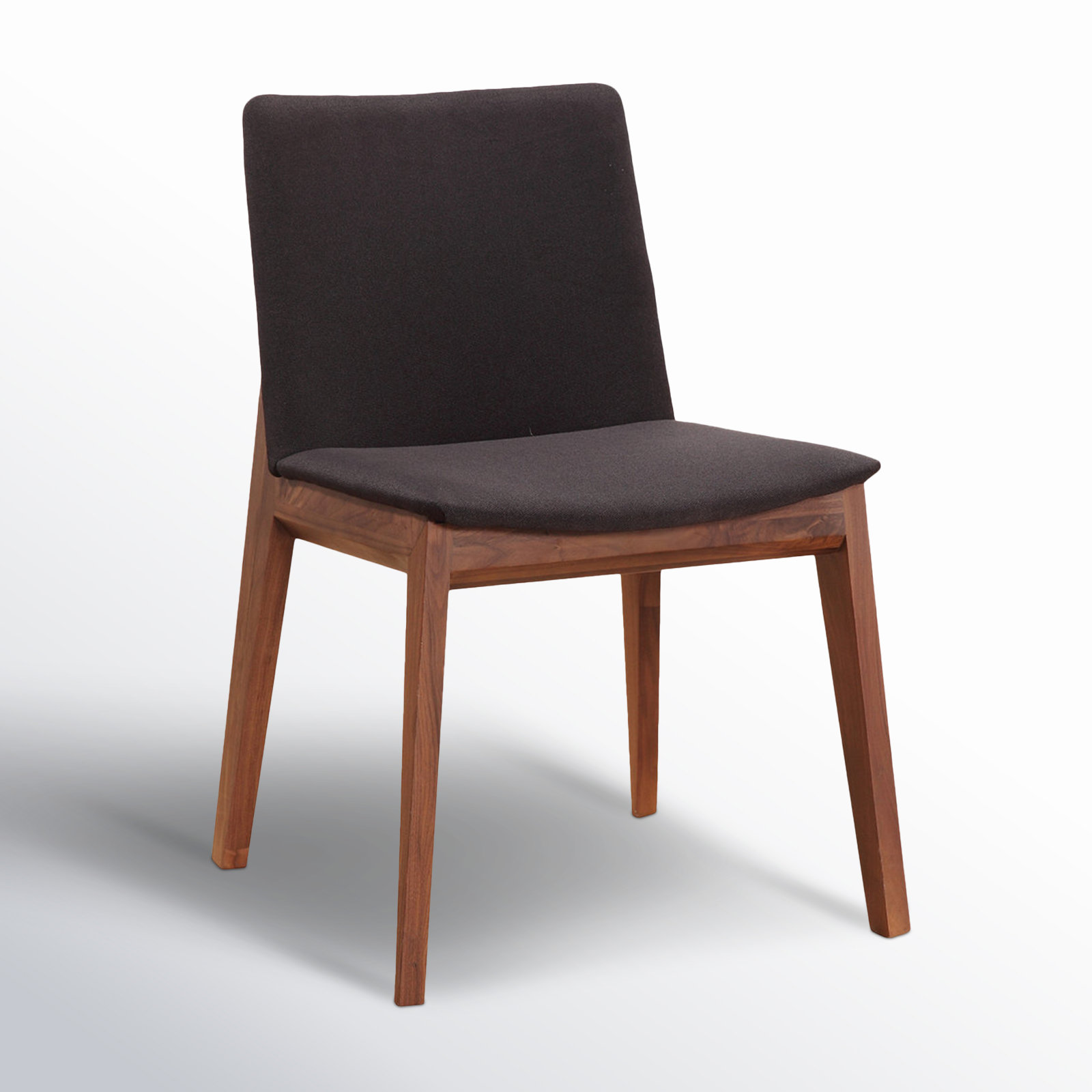 Anrey Solid Wood Upholstered Dining Chair, Black Canvas, Brown