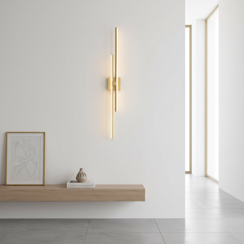 Keyli 2-Light LED Vanity Light Bathroom Bath Bar Linear Wall Sconce Dimmable, Gold, 4.7" H x 40" W x 2.8" D, 30 W