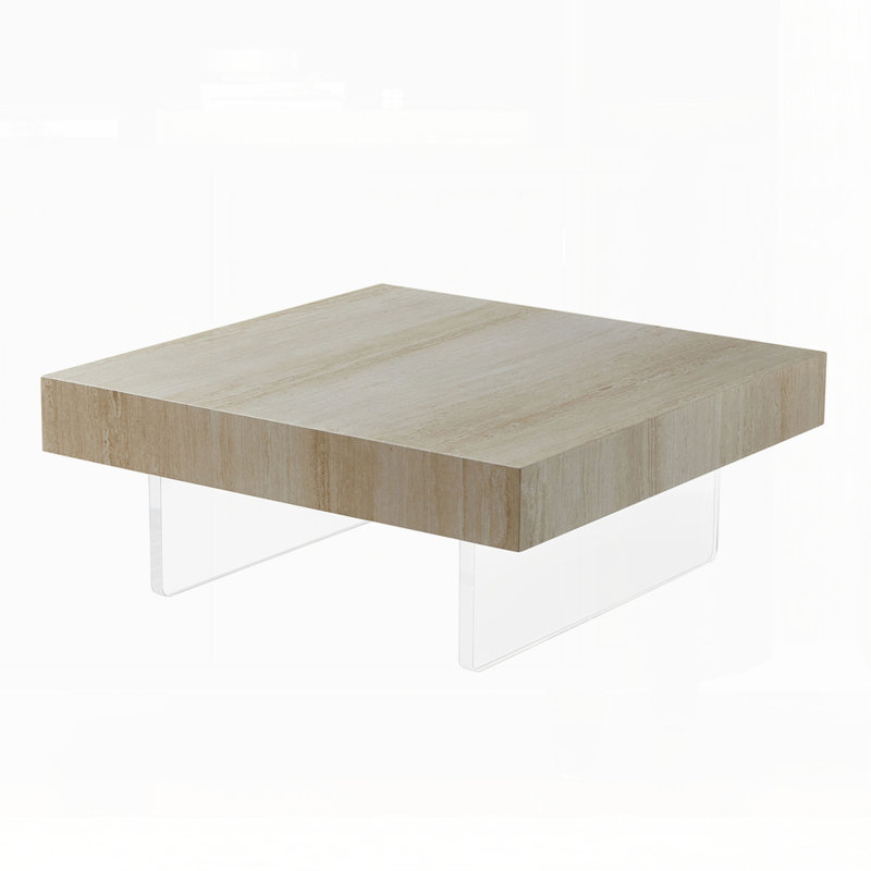 Square Faux Travertine Pattern Coffee Table