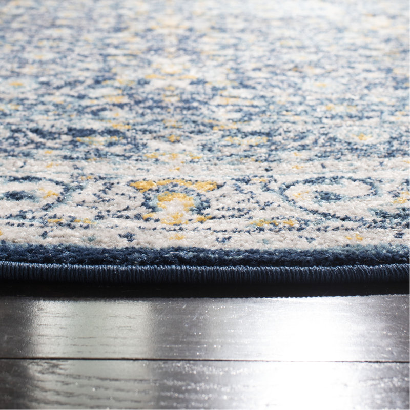 Tapis bleu marine / gris Christa Southwestern, Rectangle 4 pi x 6 pi