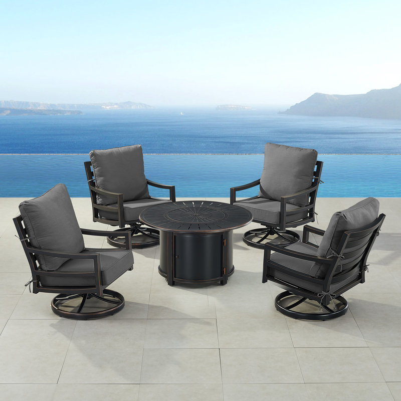 Ferrol 4 - Person Patio Conversation Set with Cushions, Black