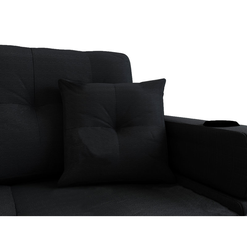 Calliandra Upholstered L-Shaped Sectional Left Hand Facing, Black Polyester,  Right Hand Facing