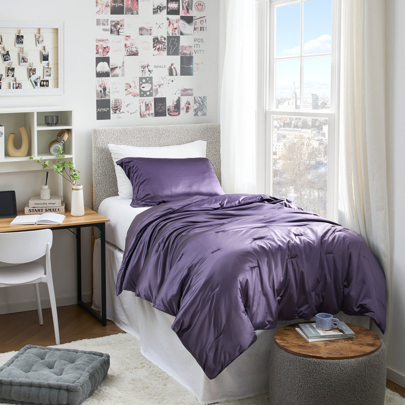 Satin Summer - Coma Inducer® Oversized King Comforter Set - Purple Plumeria, Purple, King Comforter + 2 King Shams