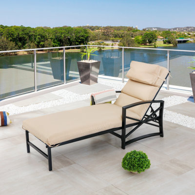 Speidel 75.4" Long Reclining Single Adjustable Outdoor Chaise Lounge with Pillow and Cushion