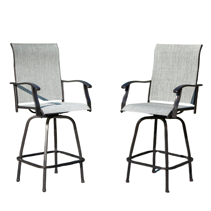 Metal Outdoor 30.25'' Bar Stool, Light Gray
