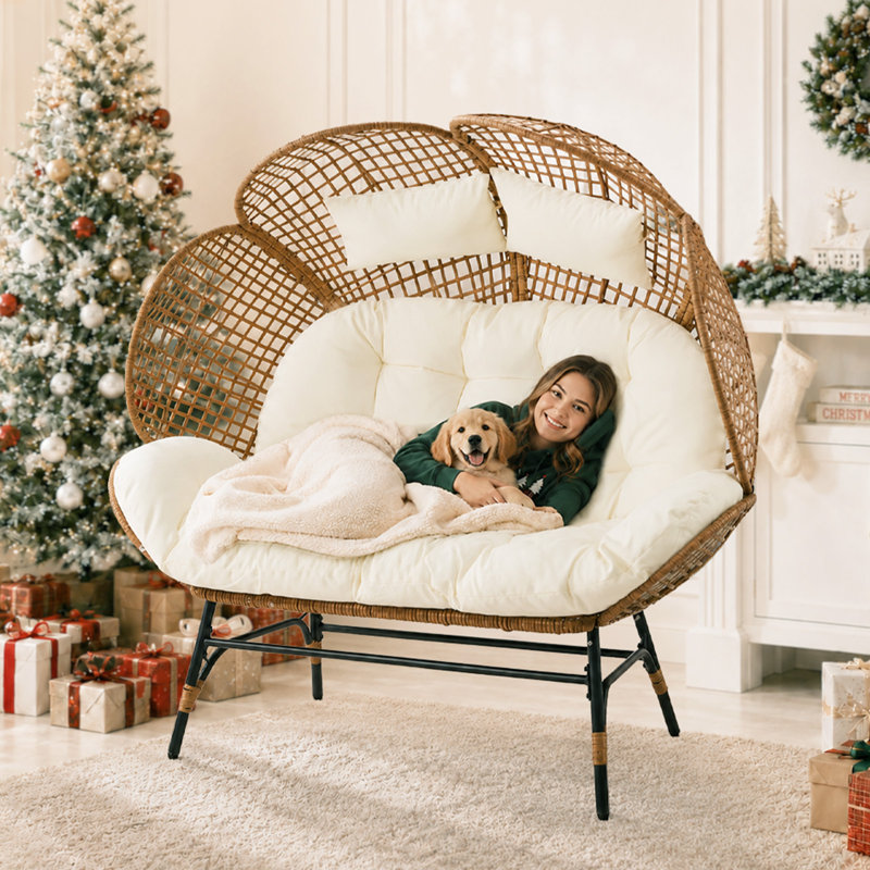 Causeuse en forme d'œuf en forme de pétale, Beige
