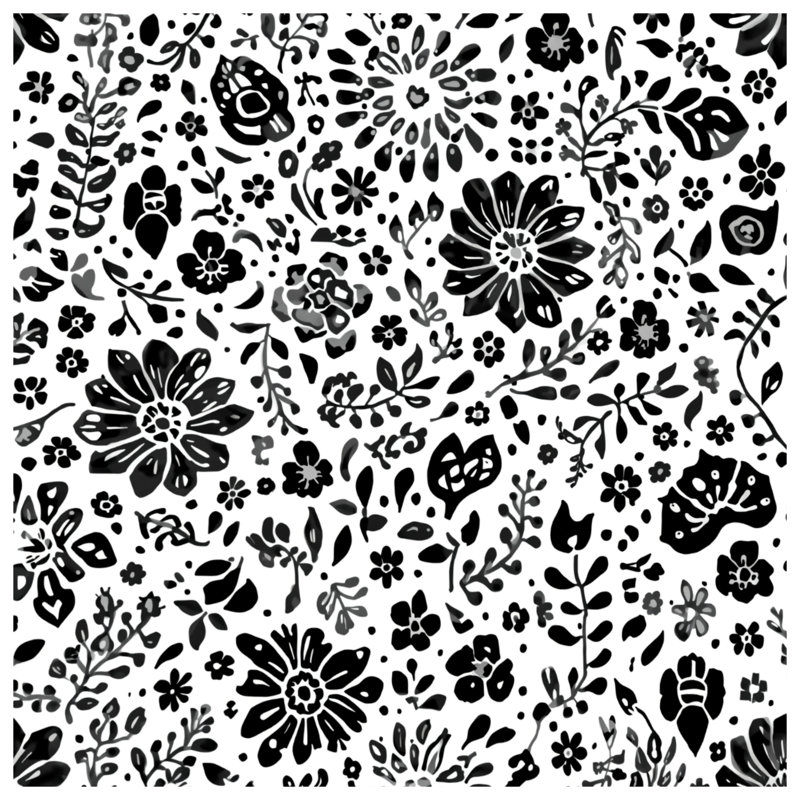 Toile tendue à motif floral noir dans de nombreuses tailles, 20 x 30 pouces