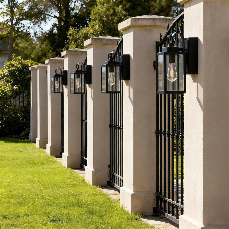 Schlegel Steel Outdoor Wall Light with GFCI Outlets(Set of 4)