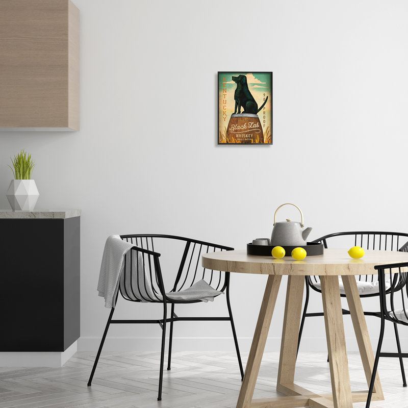 «Black Lab Whiskey VIntage Brewing» par Ryan Fowler - impression sur bois, Giclée encadrée noir minuit