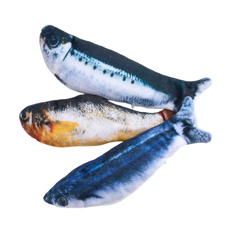 3-Piece Battery-Powered Flopping Fish Cat Toy Set
