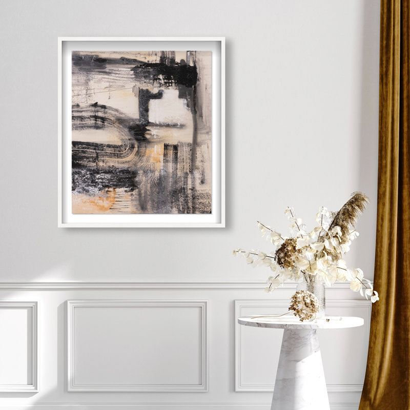 Oliver Gal Golden Ash Abstract - Luxury Shadowbox Framed Wall Art, 37.5" H x 31.5" W, White