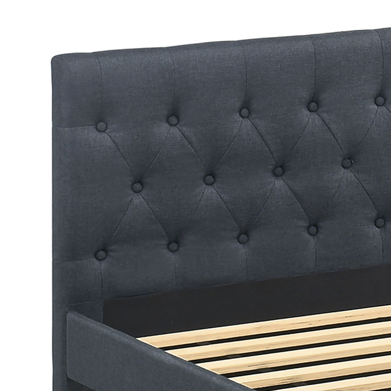 Lit tapissier Angadreme, Anthracite, Simple