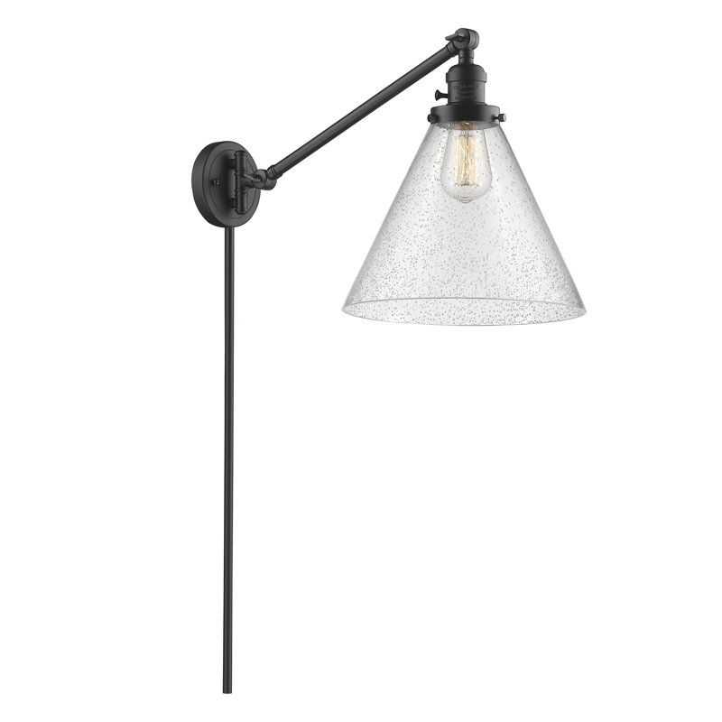 Lampe murale avec bras pivotant 1 lumière Cone, Grainé, Bronze frotté à l'huile, Ampoule incandescente rétro 60 watts